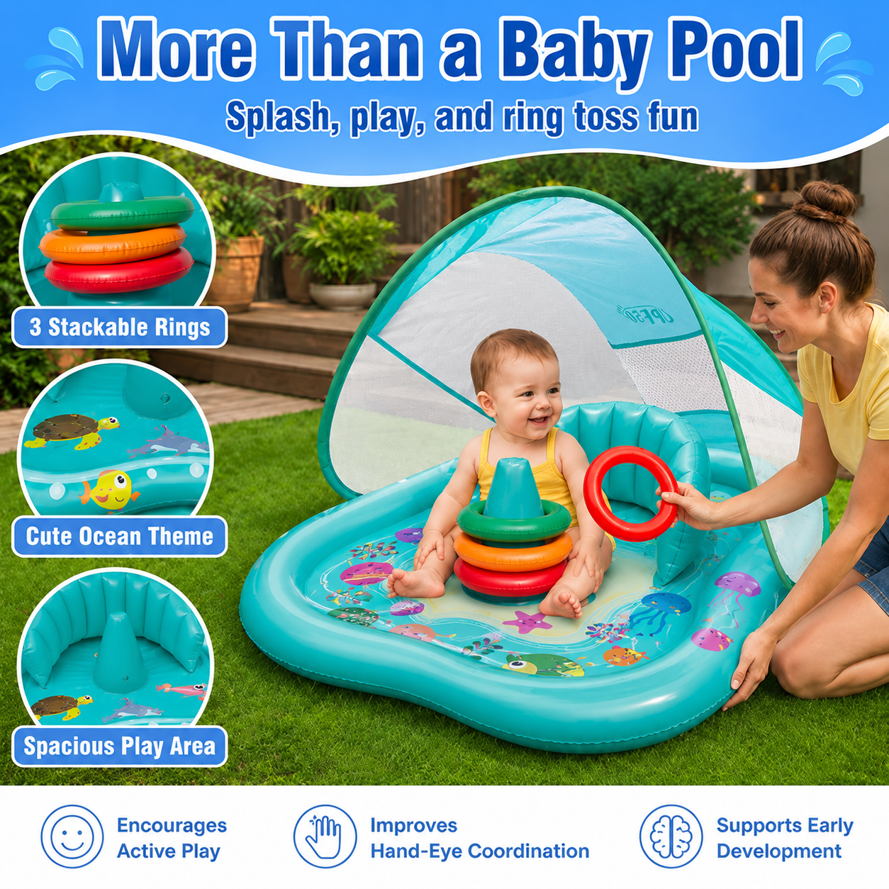 💦Baby Detachable Awning Floaties 💦